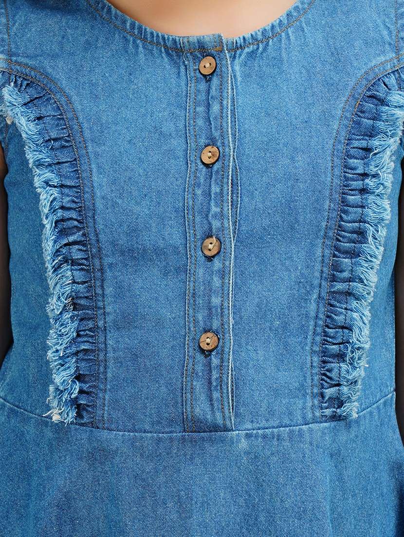 Girls Blue Cotton A-line Dress - 22473748 -  Standard Image - 1