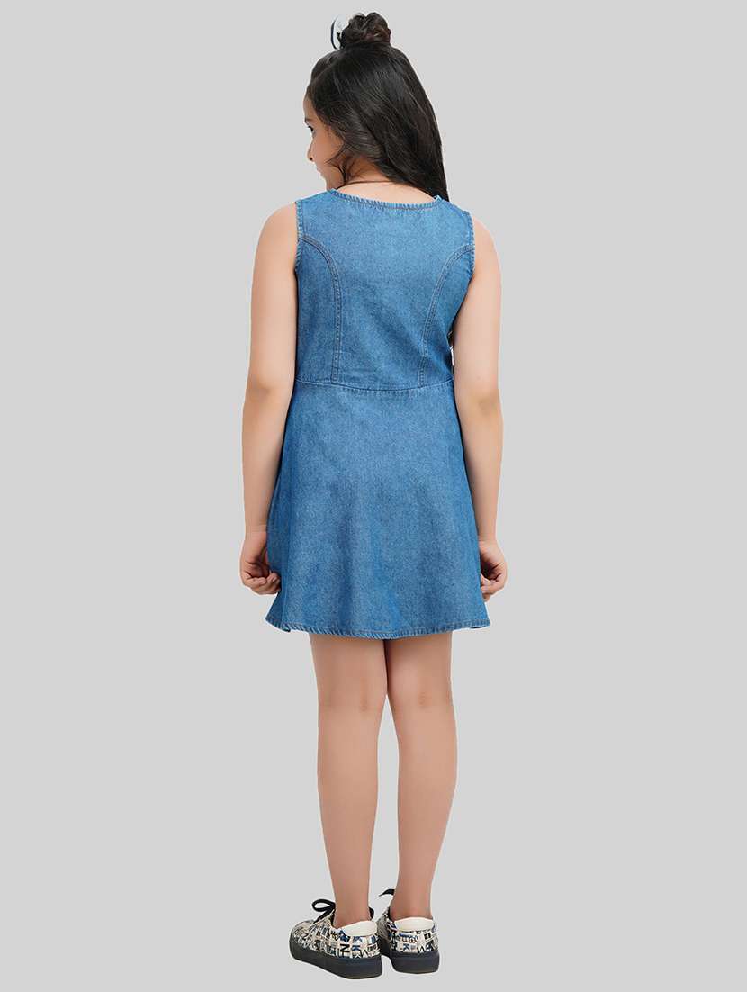 Girls Blue Cotton A-line Dress - 22473748 -  Standard Image - 4