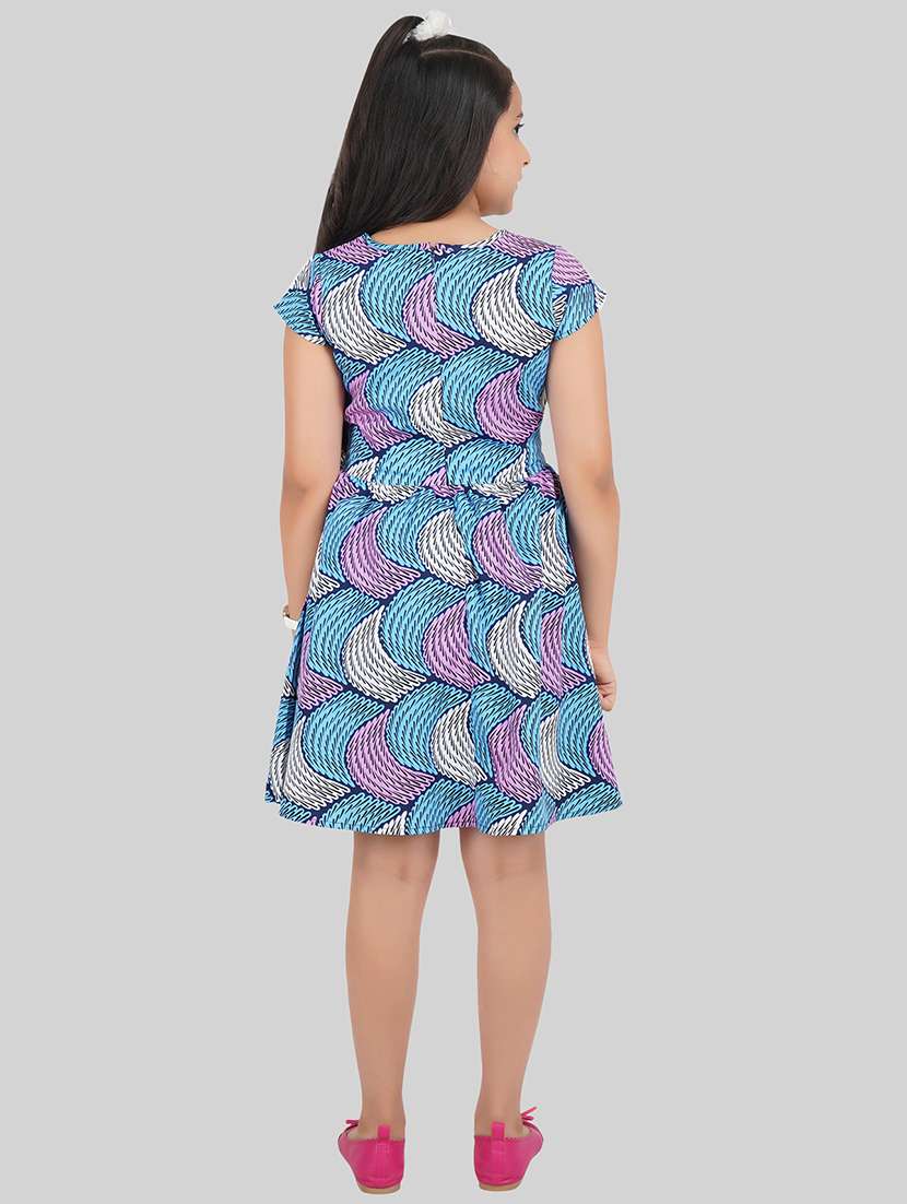 girl self design multi colored polyester fit & flare dress - 22473758 -  Standard Image - 4