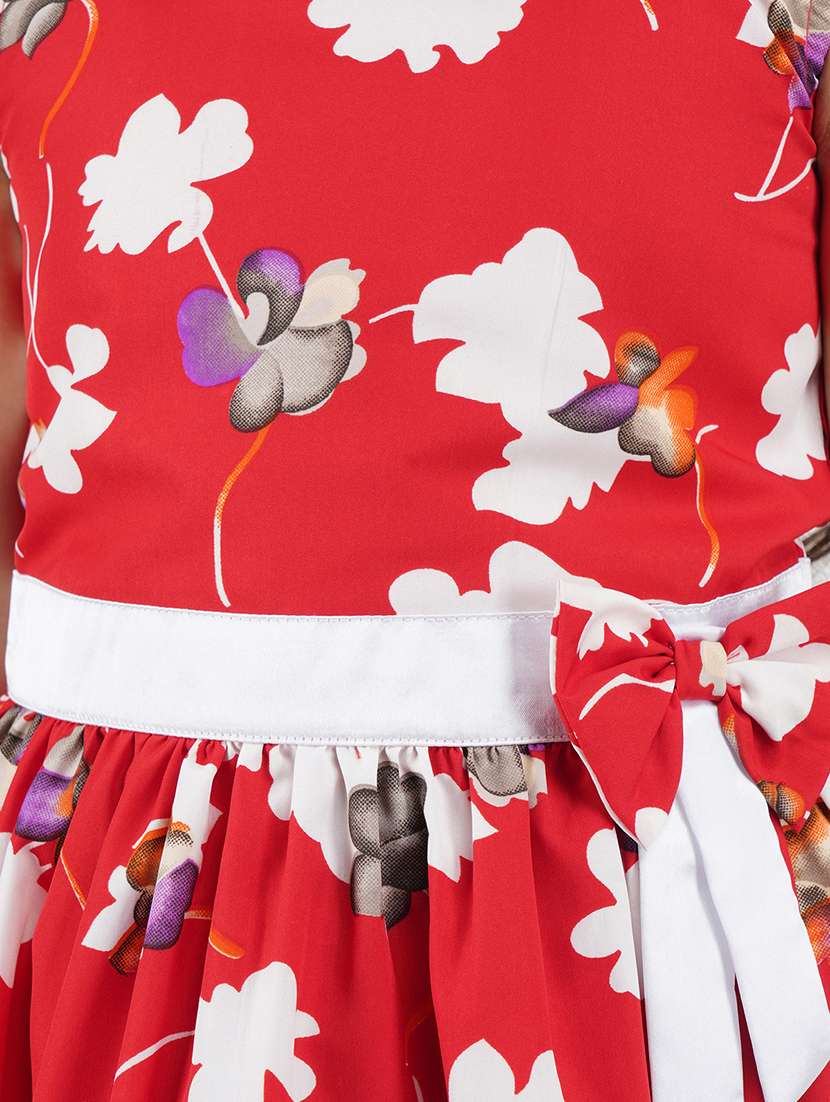 girls red polyester fit & flare dress - 22473763 -  Standard Image - 1