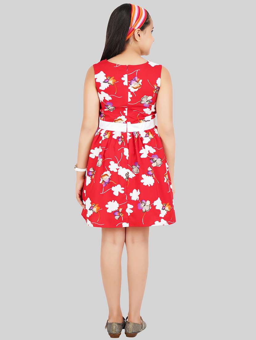 girls red polyester fit & flare dress - 22473763 -  Standard Image - 4
