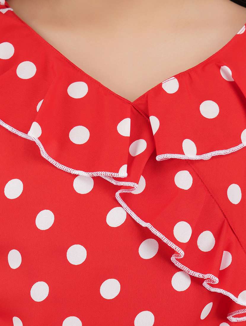 girls red polyester fit & flare dress - 22473768 -  Standard Image - 1