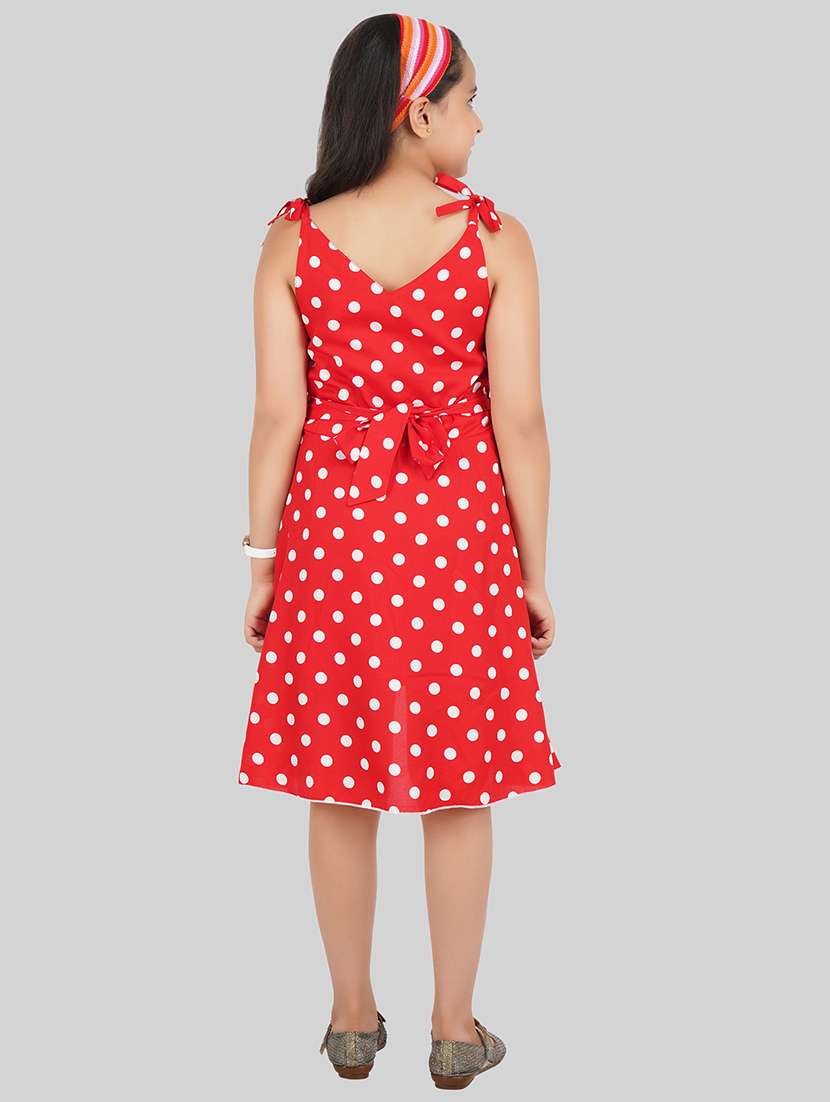 girls red polyester fit & flare dress - 22473768 -  Standard Image - 4