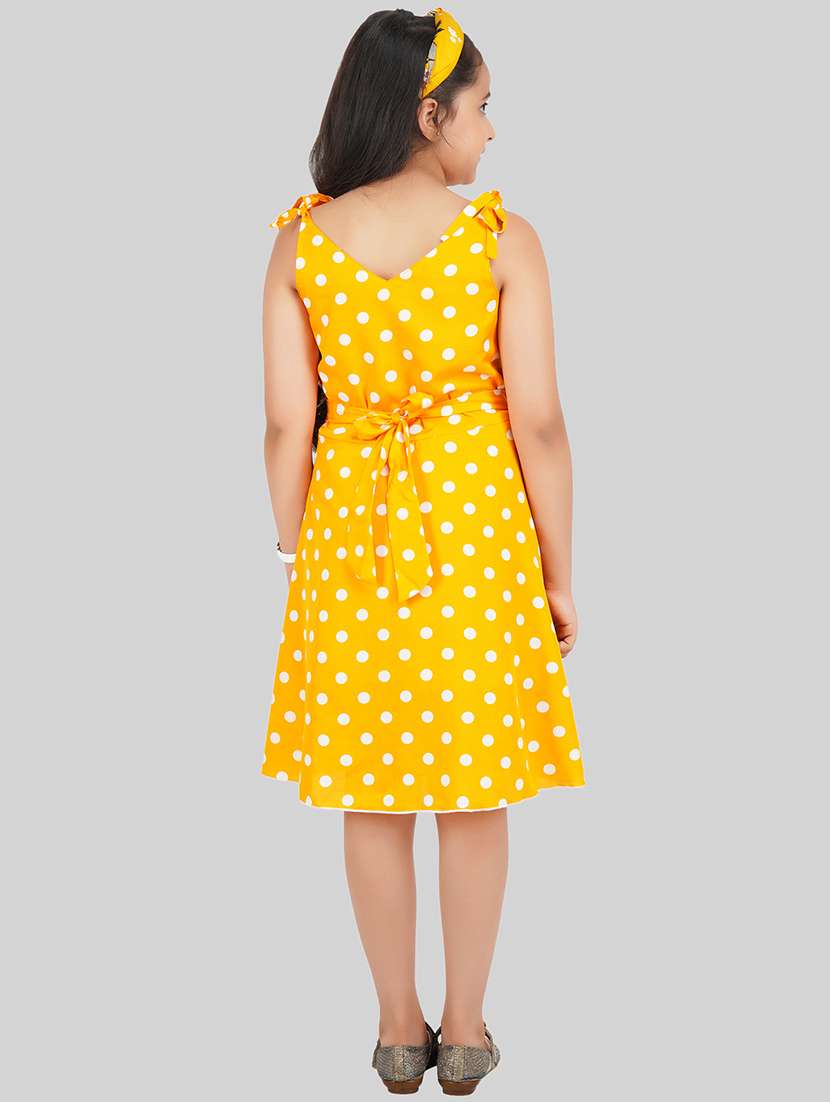 Girl Yellow Polyester Fit & Flare Dress - 22473769 -  Standard Image - 4