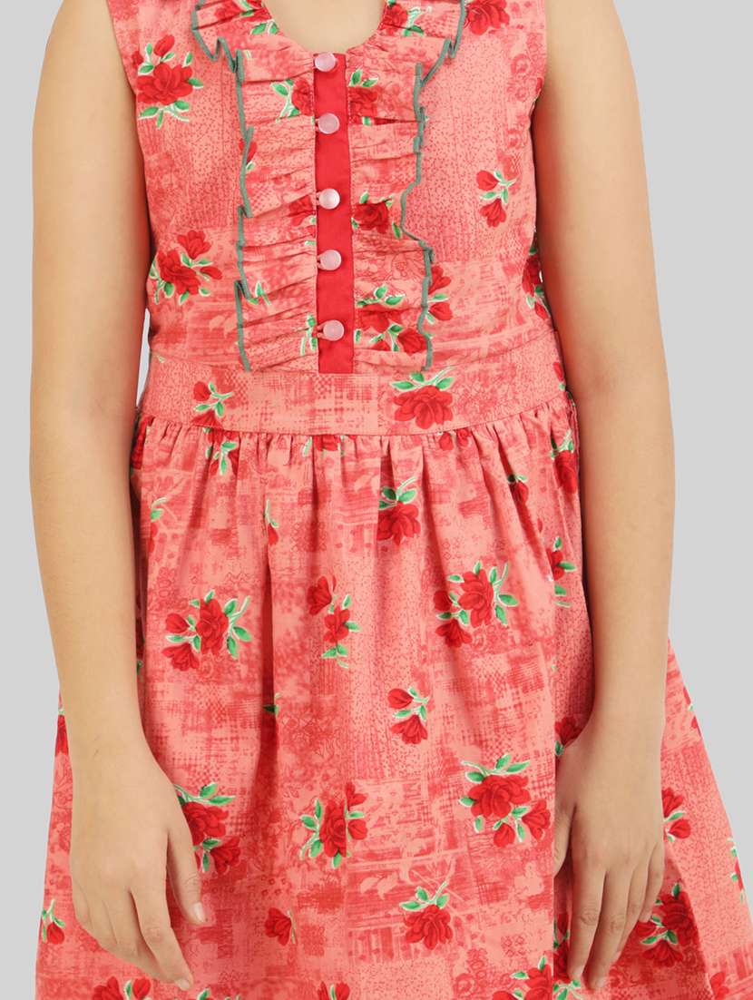 girls red viscose fit & flare dress - 22473775 -  Standard Image - 1