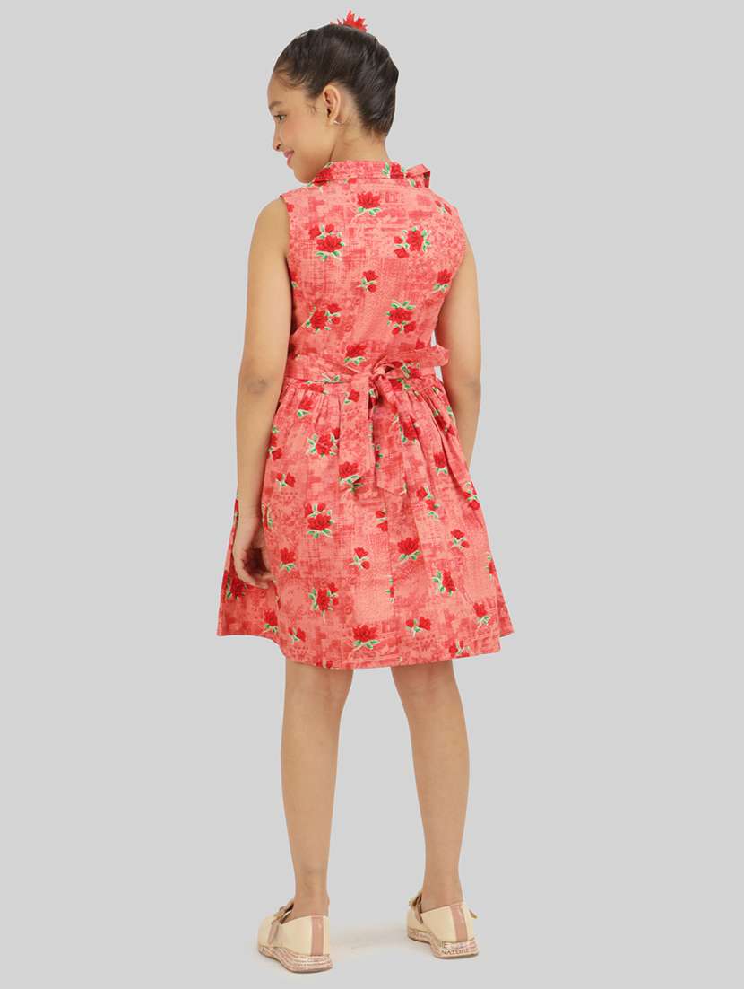 girls red viscose fit & flare dress - 22473775 -  Standard Image - 4