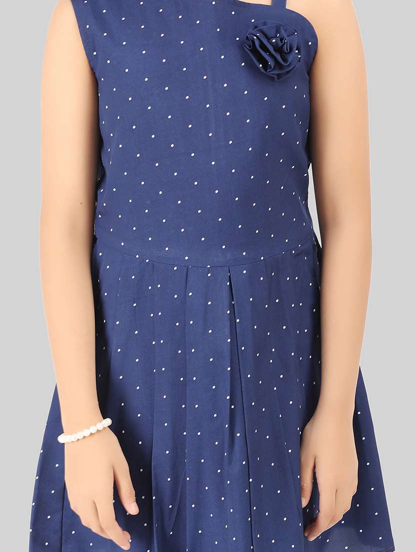 girl blue polyester fit & flare dress - 22473783 -  Standard Image - 1