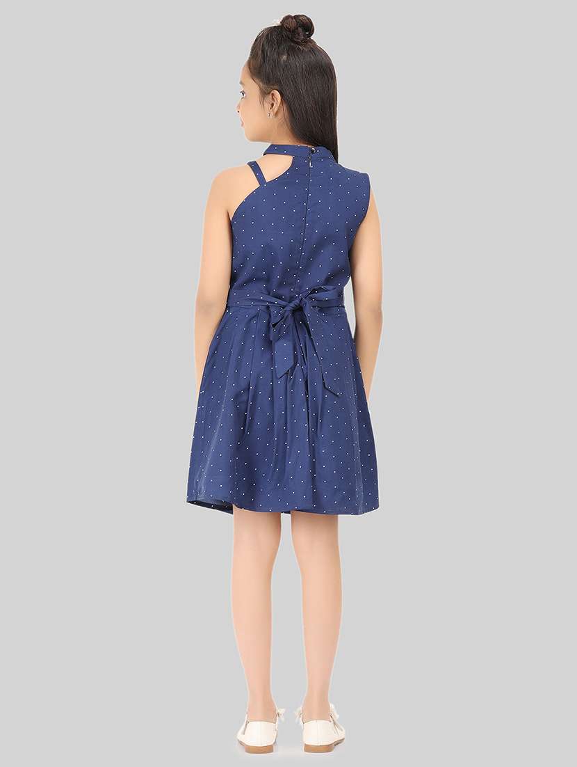girl blue polyester fit & flare dress - 22473783 -  Standard Image - 4