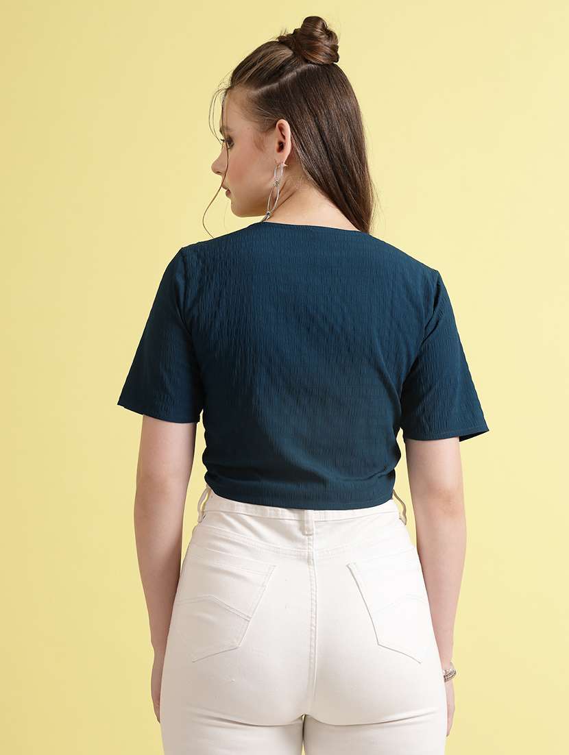 girl solid blue polyester tiered top - 22473784 -  Standard Image - 4