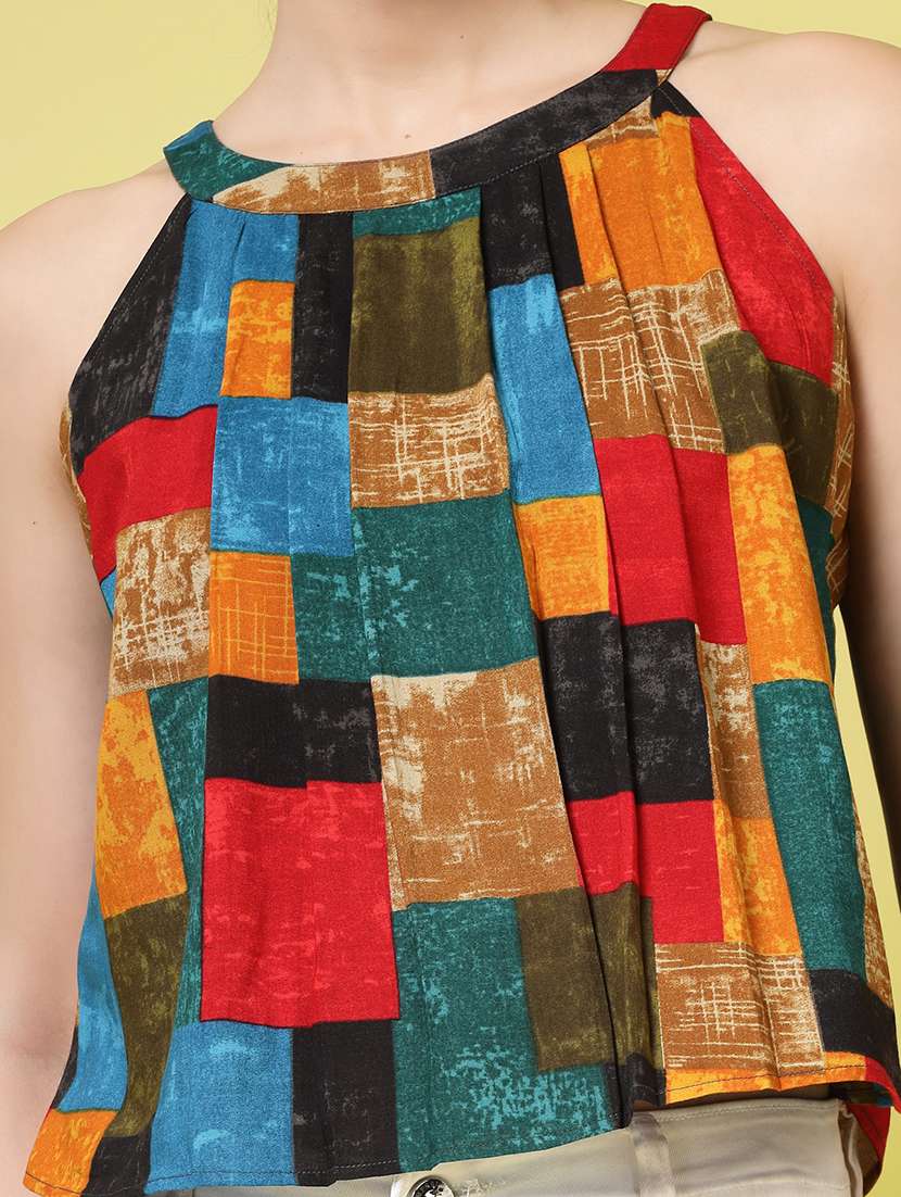 women printed green polyester regular top - 22473788 -  Standard Image - 1