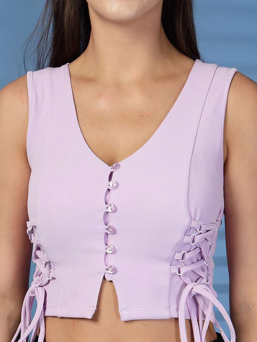 women solid purple cotton shirt top - 22473807 -  Standard Image - 1