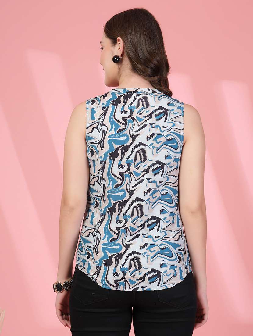 women printed sea green cotton regular top - 22473817 -  Standard Image - 4