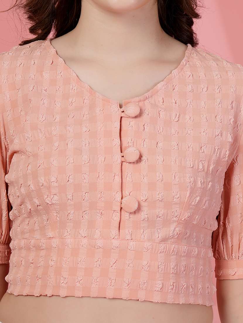 women solid puff sleeve crop top - 22473833 -  Standard Image - 1