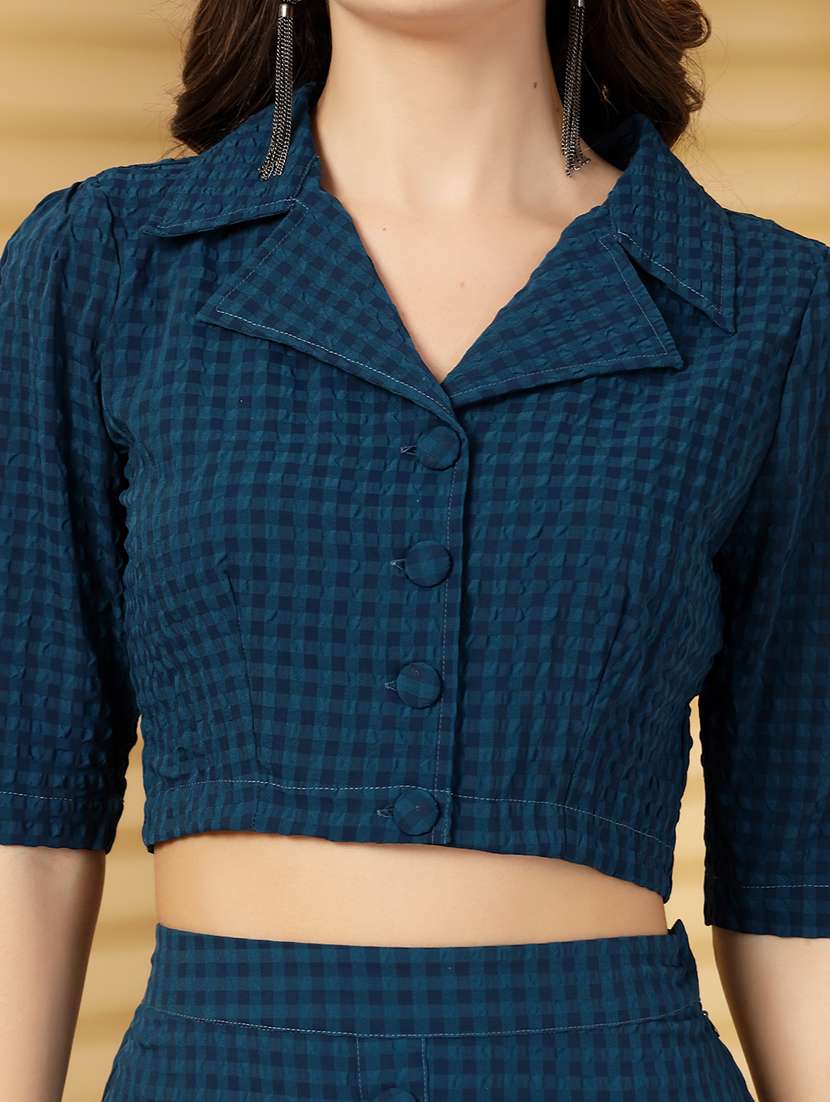 Women Solids Teal Viscose Top And Skirt Set Co-ord - 22473883 -  Standard Image - 1