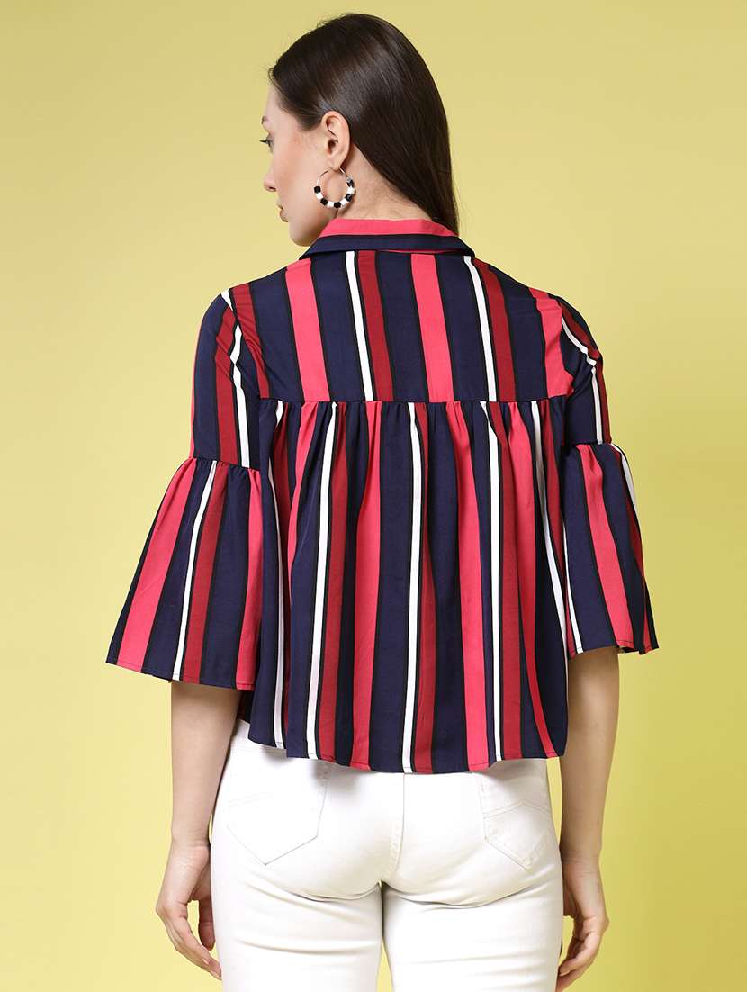 women stripe pink polyester regular shirt - 22473893 -  Standard Image - 4