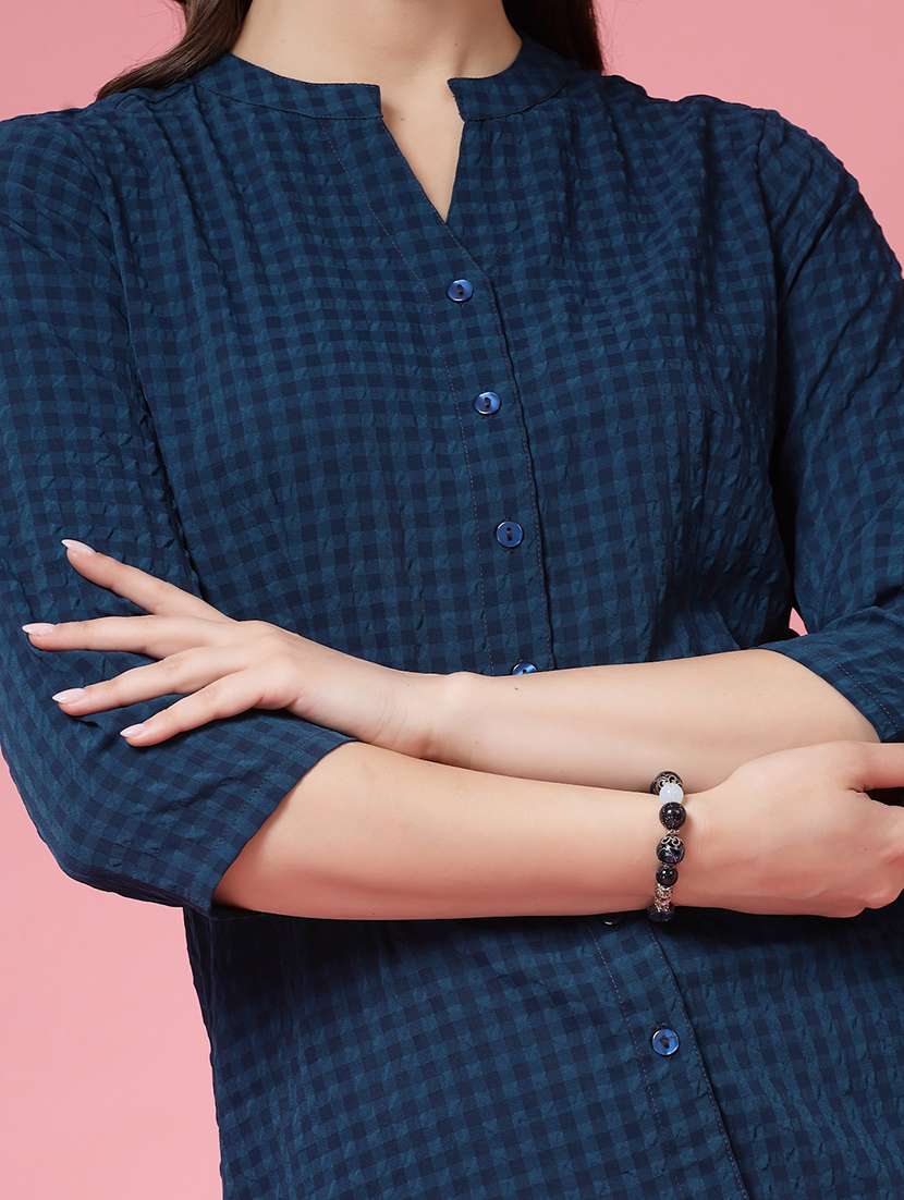 women checks  green polyester regular shirt - 22473895 -  Standard Image - 1