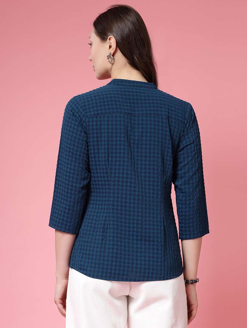women checks  green polyester regular shirt - 22473895 -  Standard Image - 4