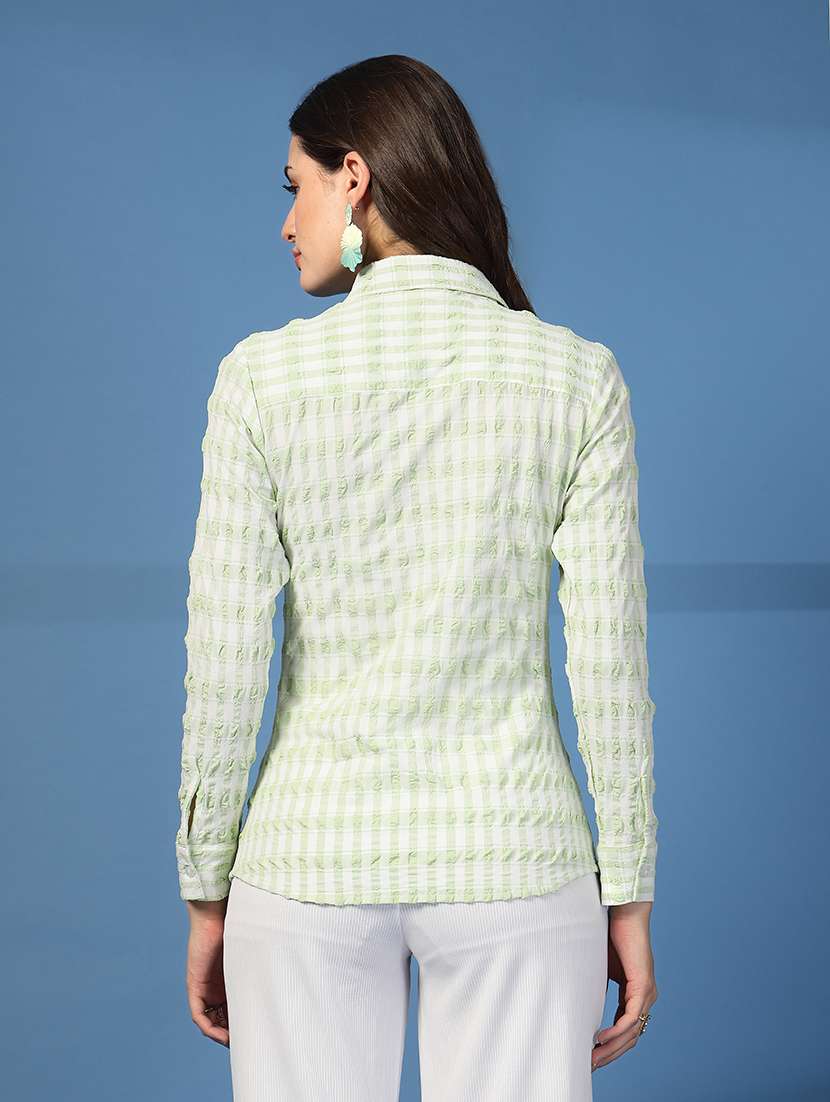 Women Checks Green Viscose Regular Shirt - 22473897 -  Standard Image - 4
