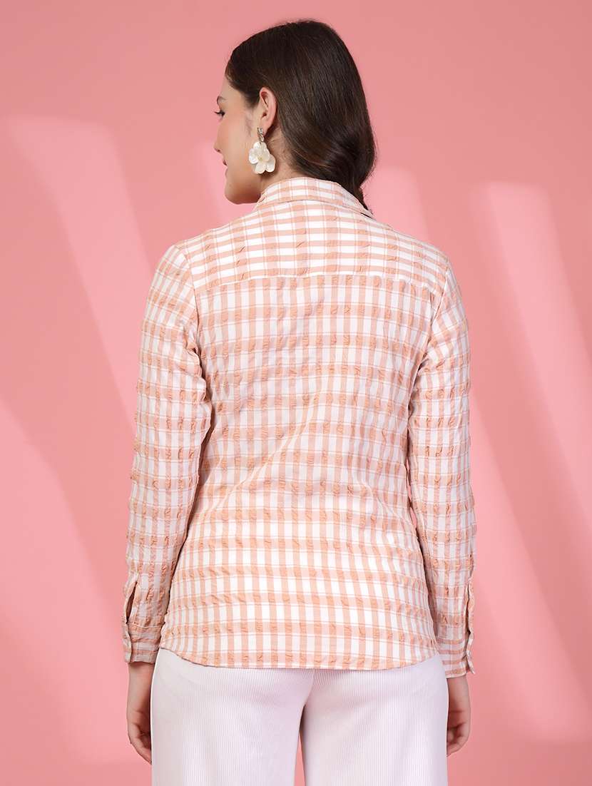 Women Checks Brown Viscose Regular Shirt - 22473899 -  Standard Image - 4