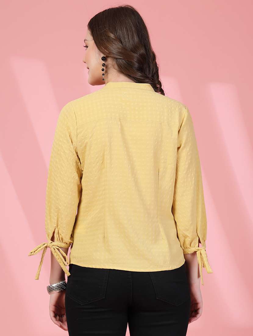 women checks yellow viscose regular shirt - 22473904 -  Standard Image - 4