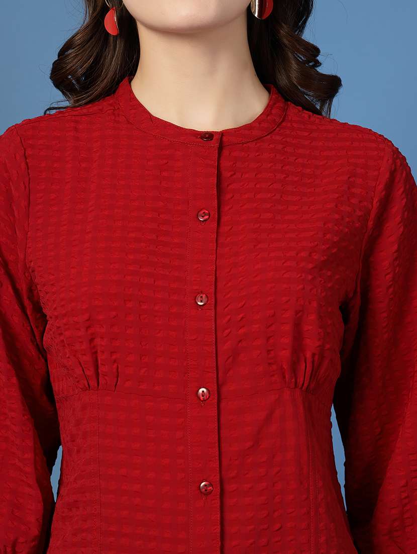 women checks red viscose regular shirt - 22473906 -  Standard Image - 1