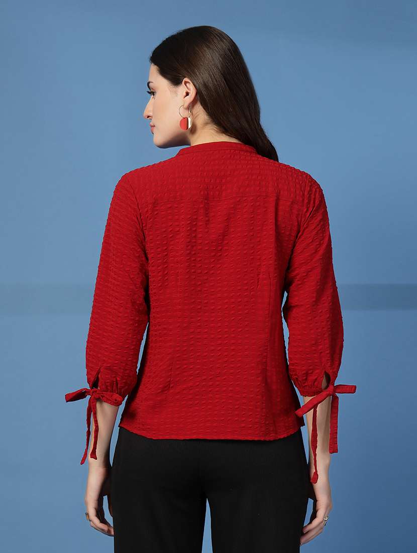 women checks red viscose regular shirt - 22473906 -  Standard Image - 4