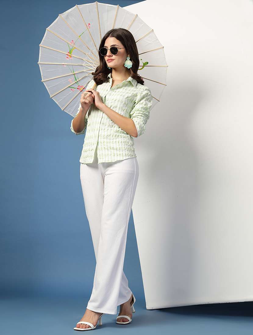 women checks green viscose regular shirt - 22473907 -  Standard Image - 4