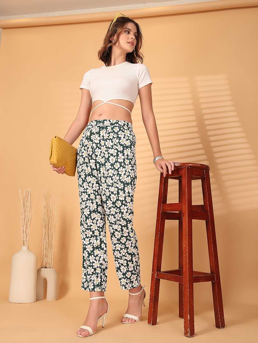 women green polyester palazzo - 22473910 -  Standard Image - 4