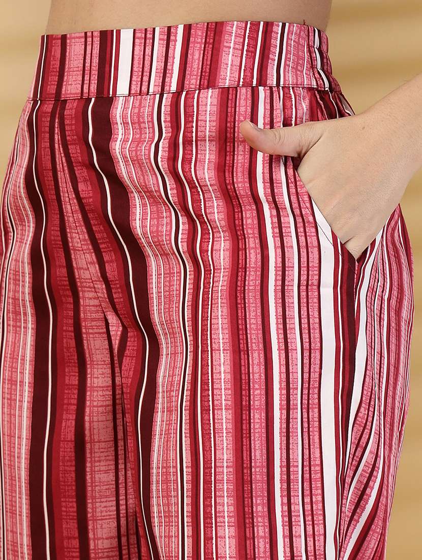 women stripes pink polyester capri capri - 22473924 -  Standard Image - 1