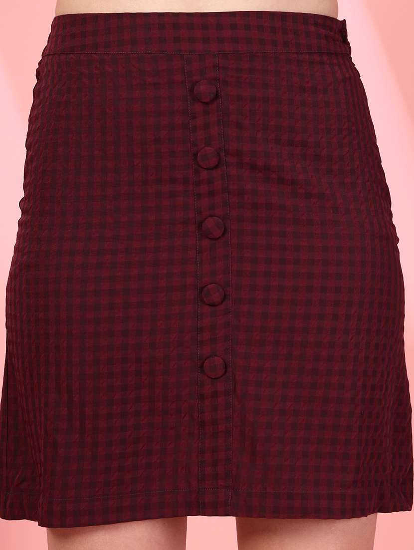 women solid maroon viscose straight skirt - 22473933 -  Standard Image - 1