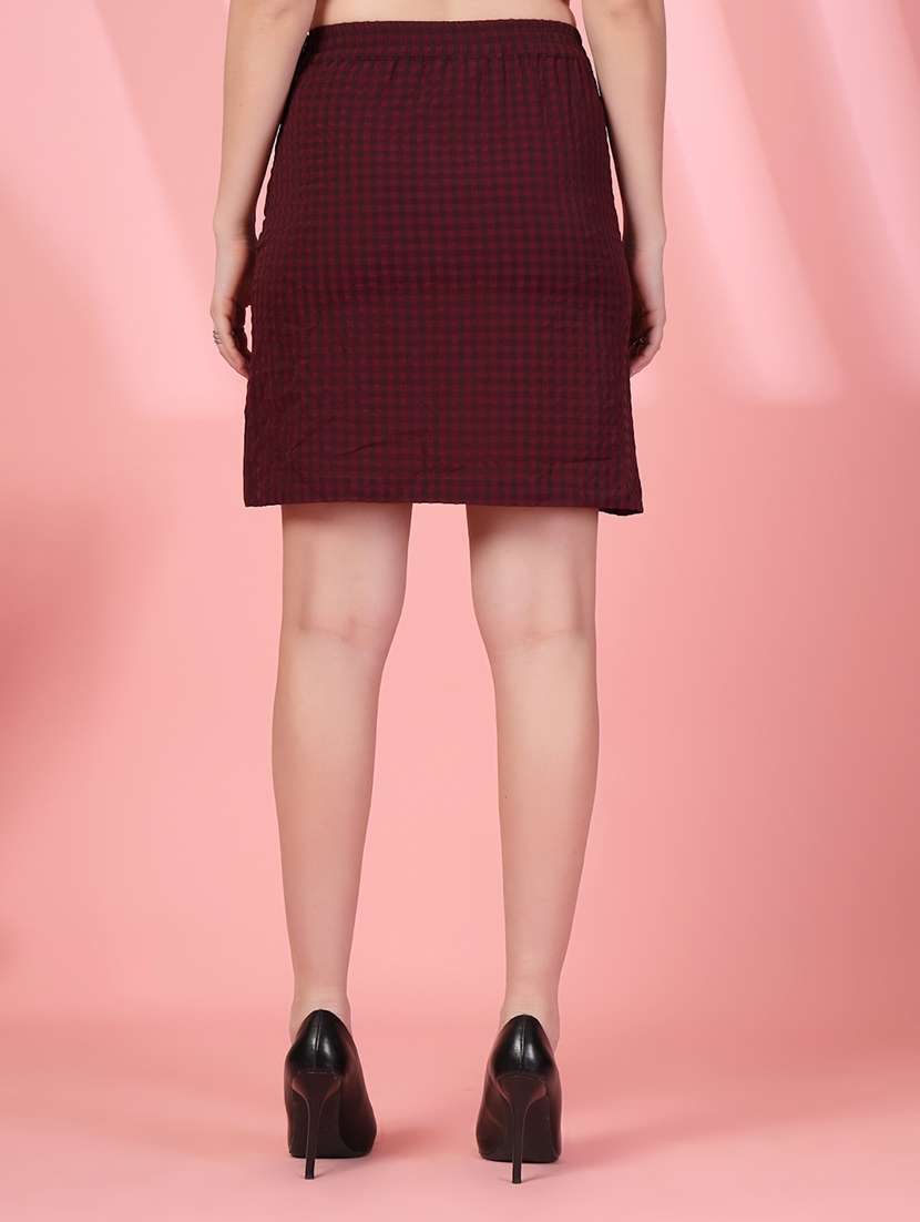 women solid maroon viscose straight skirt - 22473933 -  Standard Image - 4