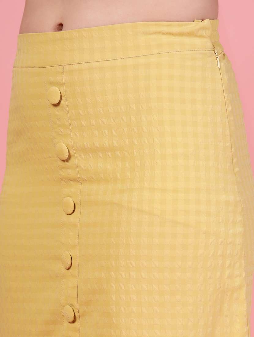 women yellow viscose straight skirt - 22473934 -  Standard Image - 1