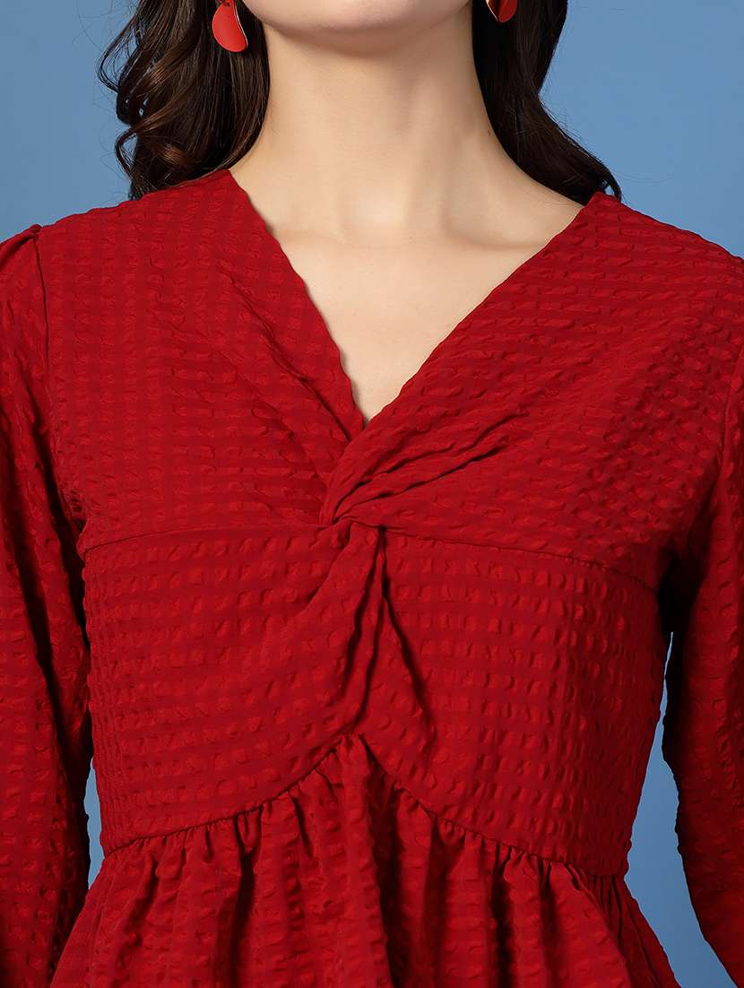 women self designed bishop sleeve peplum top - 22473950 -  Standard Image - 1