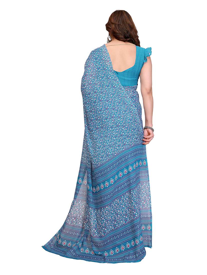 multi colored georgette printed saree with blouse - 22474054 -  Standard Image - 1