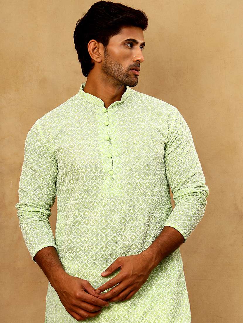 Men Embroidered Long Sleeve Straight Kurta - 22476935 -  Standard Image - 1