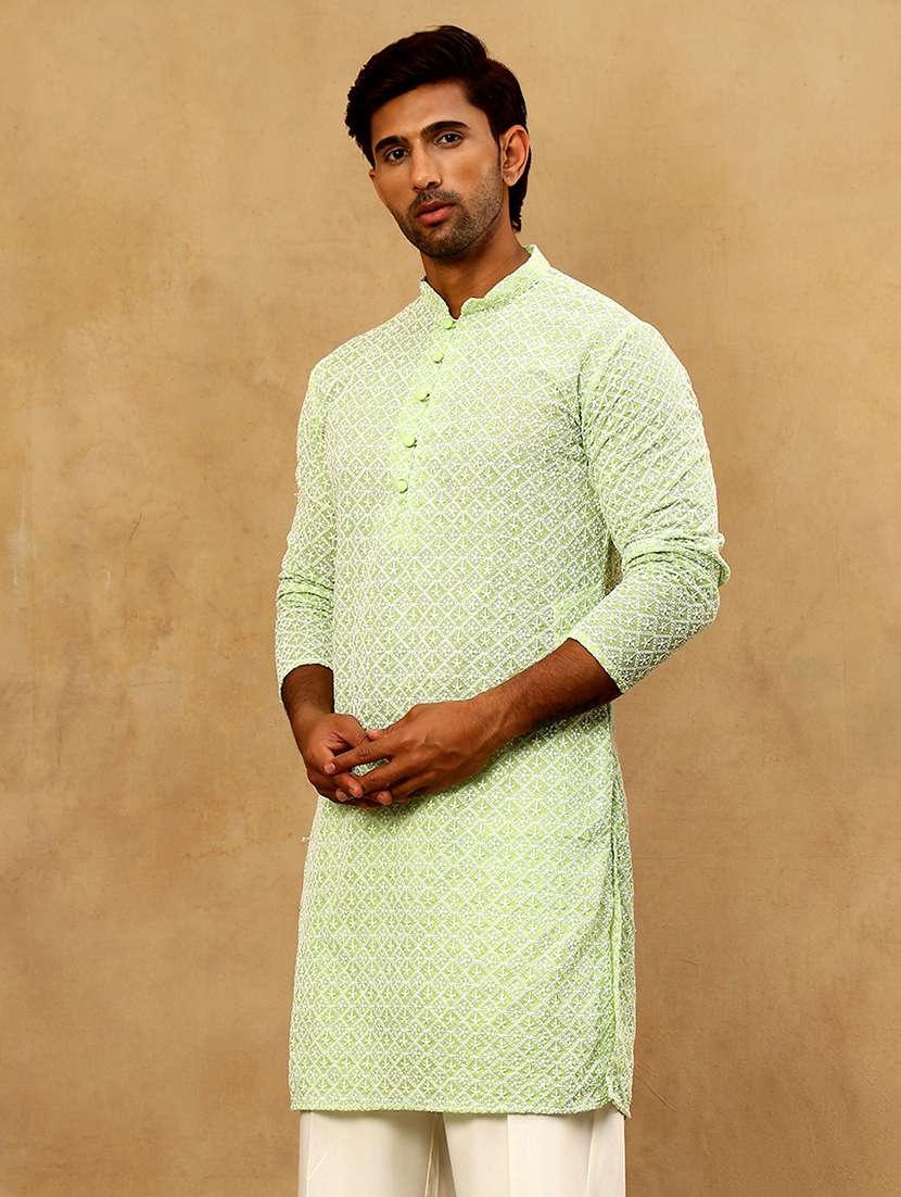 Men Embroidered Long Sleeve Straight Kurta - 22476935 -  Standard Image - 4