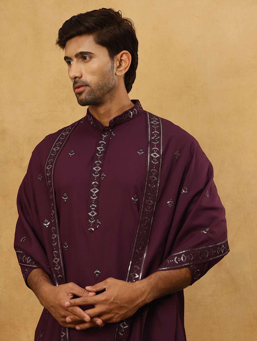 men embellished long sleeve straight kurta - 22476947 -  Standard Image - 1