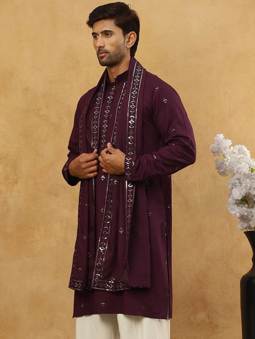 men embellished long sleeve straight kurta - 22476947 -  Standard Image - 4