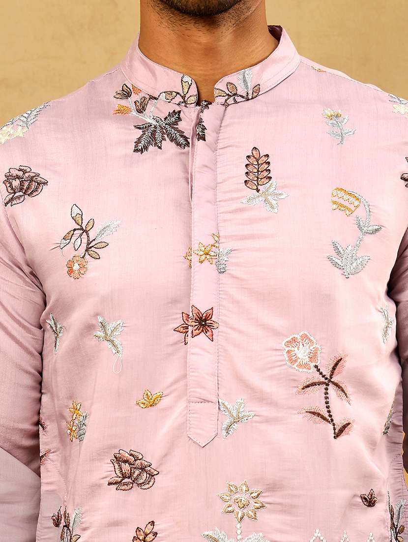men purple silk blend long kurtas kurta - 22476950 -  Standard Image - 1