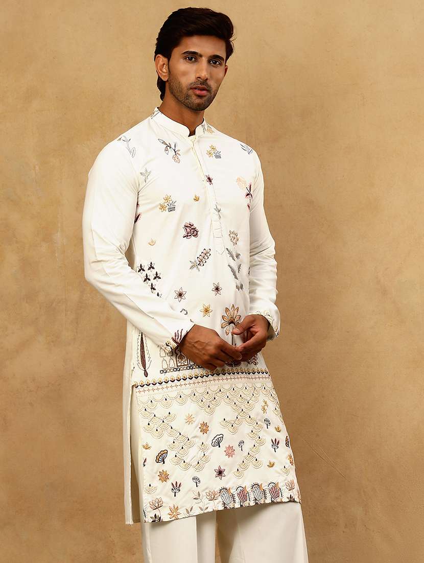 men embroidered long sleeve straight kurta - 22476951 -  Standard Image - 4