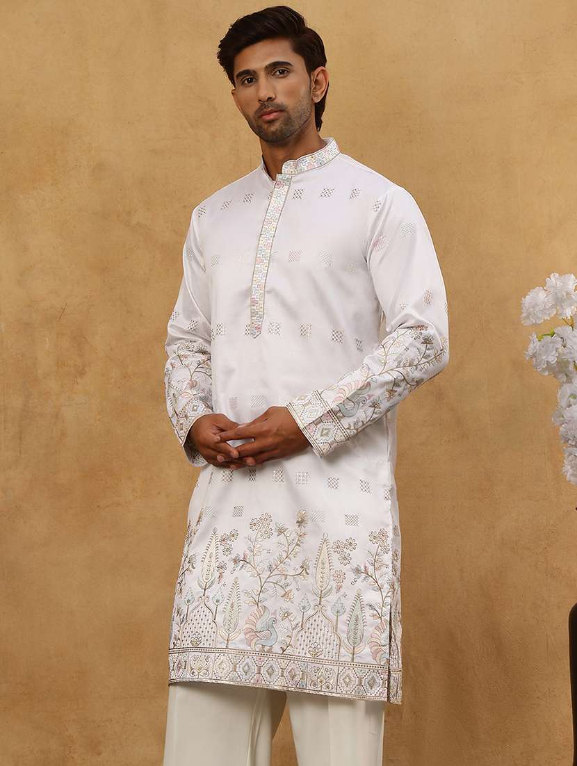 Men Embroidered Long Sleeve Straight Kurta - 22476960 -  Standard Image - 4