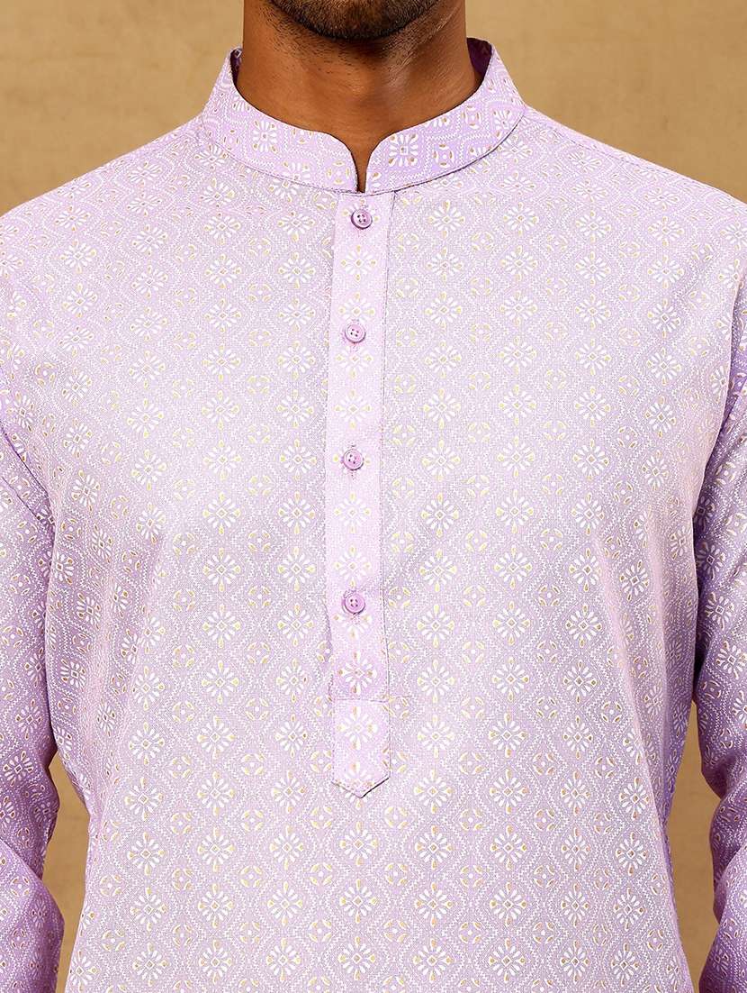 Men Purple Cotton Long Kurtas Kurta - 22476966 -  Standard Image - 1