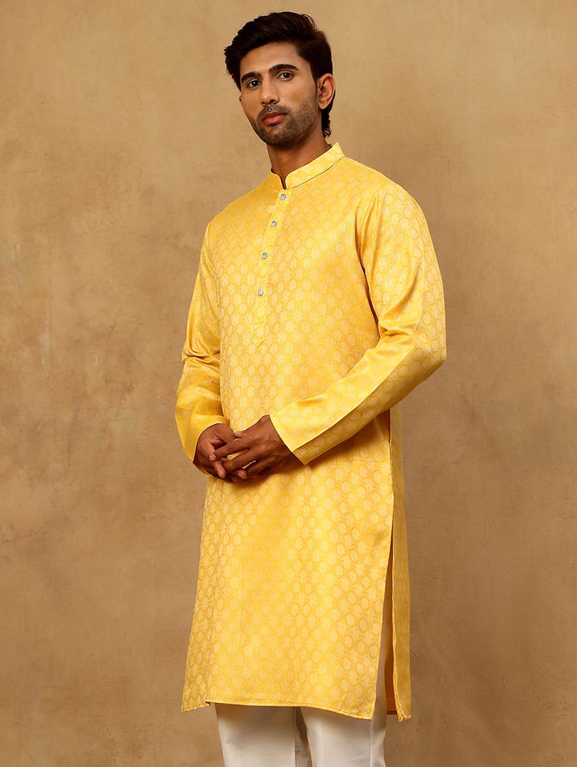 men self designed long sleeve straight kurta - 22476977 -  Standard Image - 4