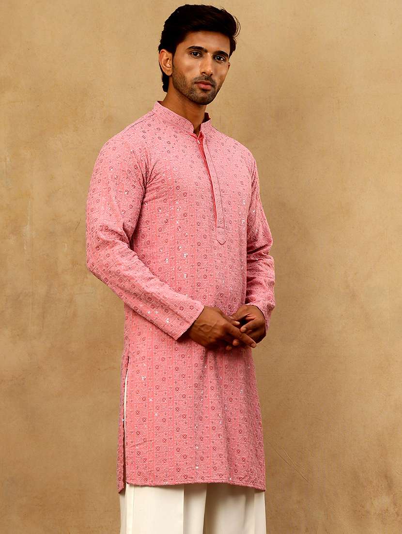 men embroidered long sleeve straight kurta - 22477004 -  Standard Image - 4
