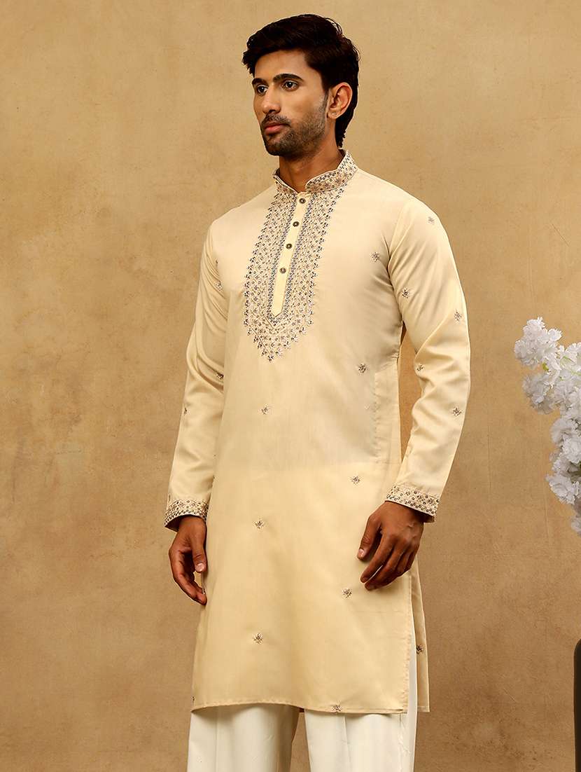 Men Embroidered Long Sleeve Straight Kurta - 22477006 -  Standard Image - 4