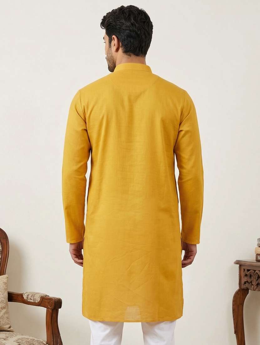 men embroidered long sleeve straight kurta - 22477008 -  Standard Image - 4