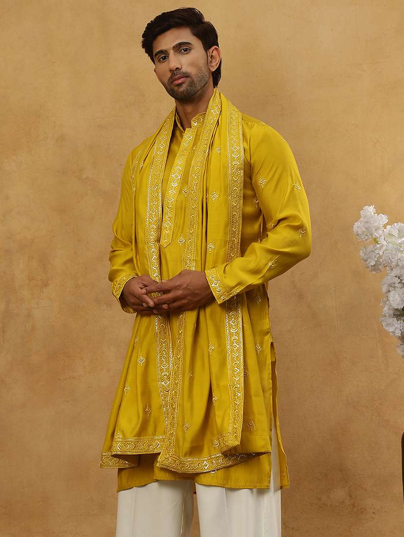 Men Embroidered Long Sleeve Straight Kurta - 22477011 -  Standard Image - 4