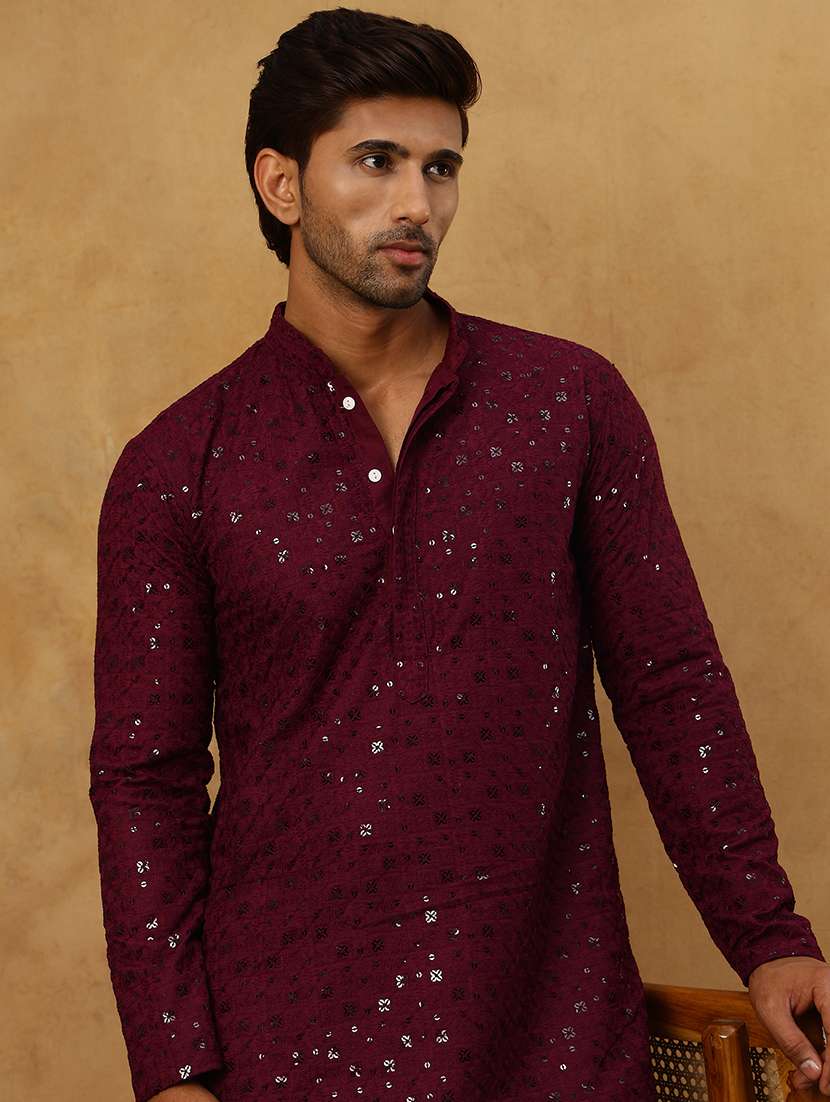 men embroidered long sleeve ethnic set - 22477052 -  Standard Image - 1