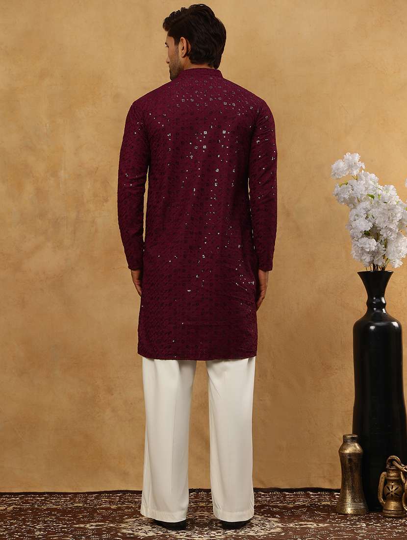 men embroidered long sleeve ethnic set - 22477052 -  Standard Image - 4