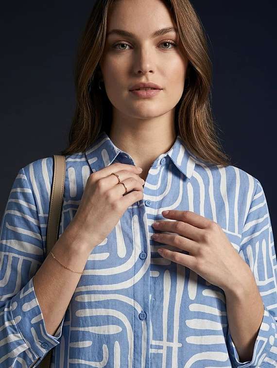 women printed blue viscose straight dress - 22477145 -  Standard Image - 1
